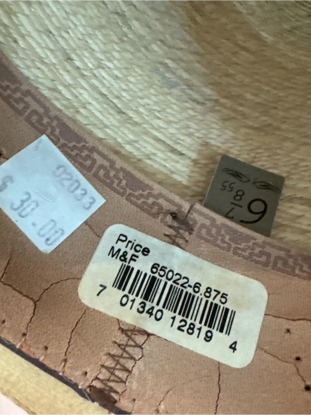 Double S Mexican Palm Leaf Straw Cowboy Hat Size 6 7/8